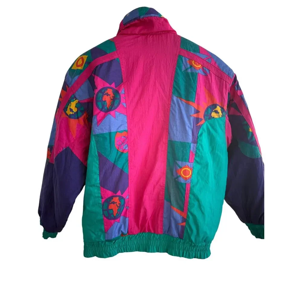Vintage neon retro puffer ski jacket rainbow west - Picture 2 of 6